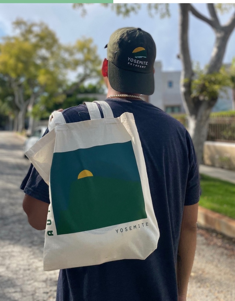Yosemite tote bag and embroidered cap